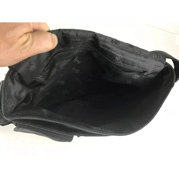 Fossil Unisex Adult‎ Black Leather Flap Adjustable Strap Crossbody Bag Size L - Picture 3 of 10